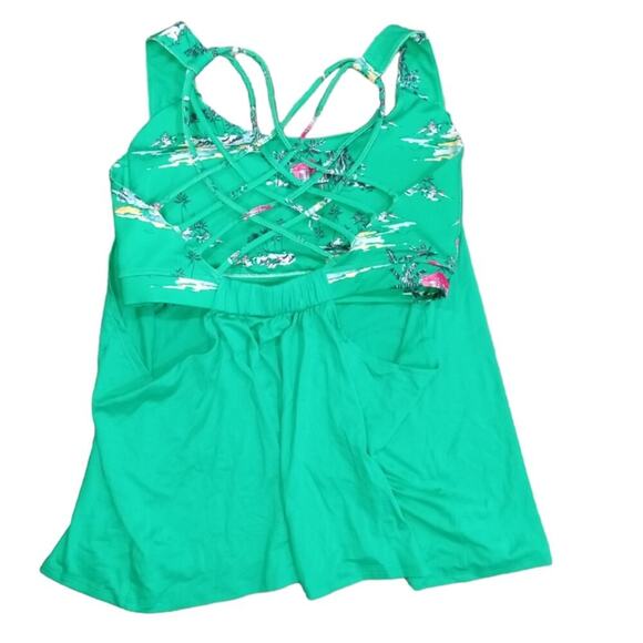 ❄️2/$5❄️[B1] NWOT Crown & Ivy Tropical Green Graphic Tankini, Size Large - Picture 2 of 5